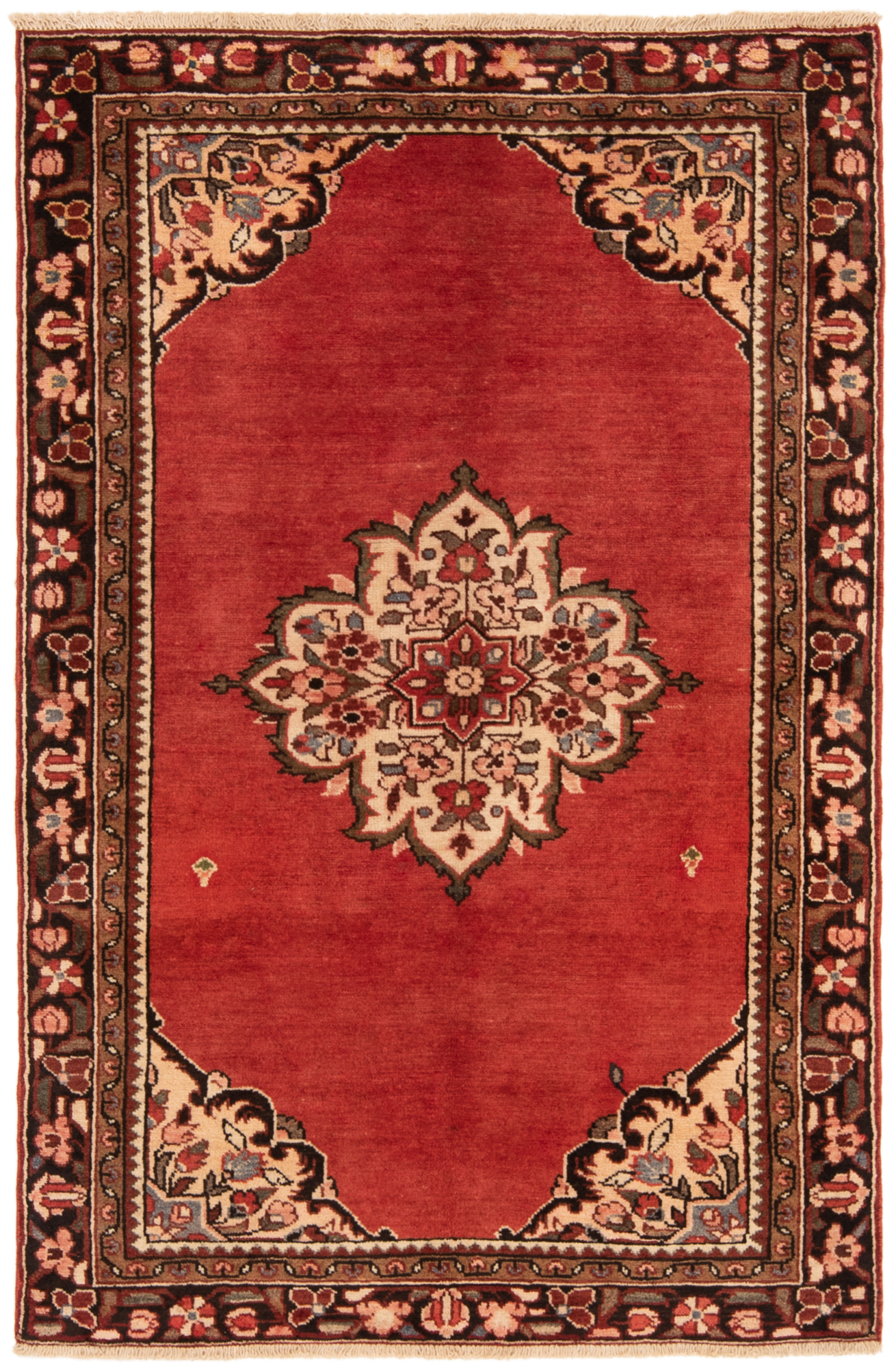 Tapis Persan Kerman Noué Main 148x98 Cm - Dicarpet Laine Et Coton Rouge