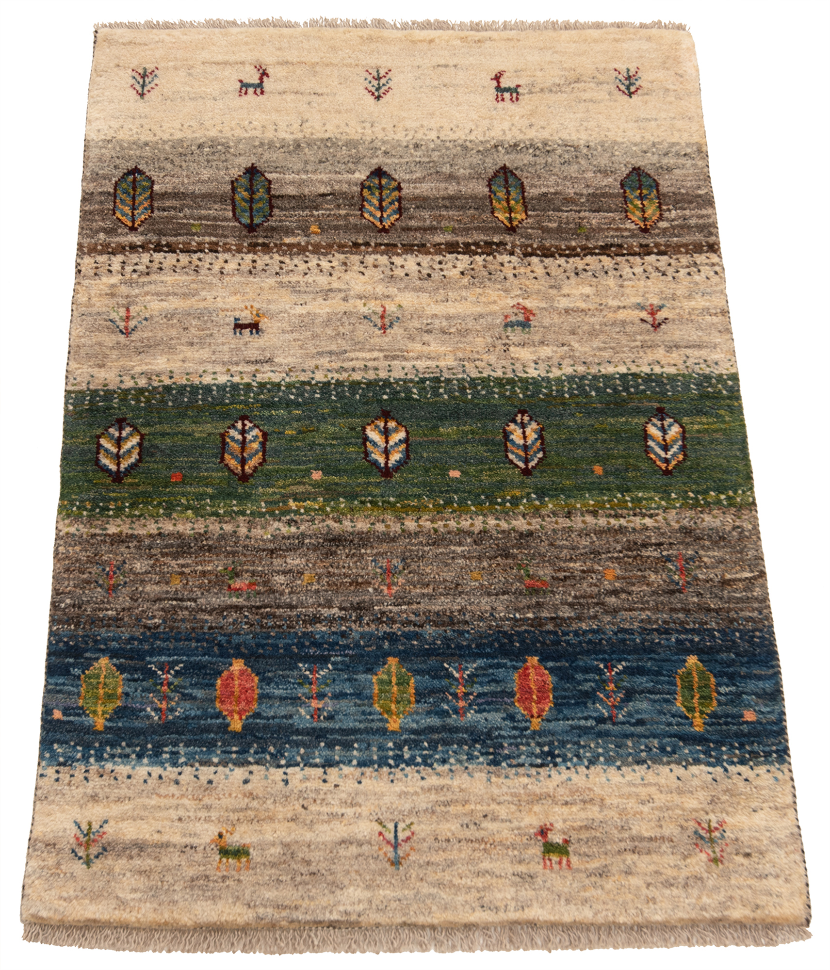 Anoi Mod Fem Gabbeh persisk tæppe Beige-Cream 125 x 85 cm
