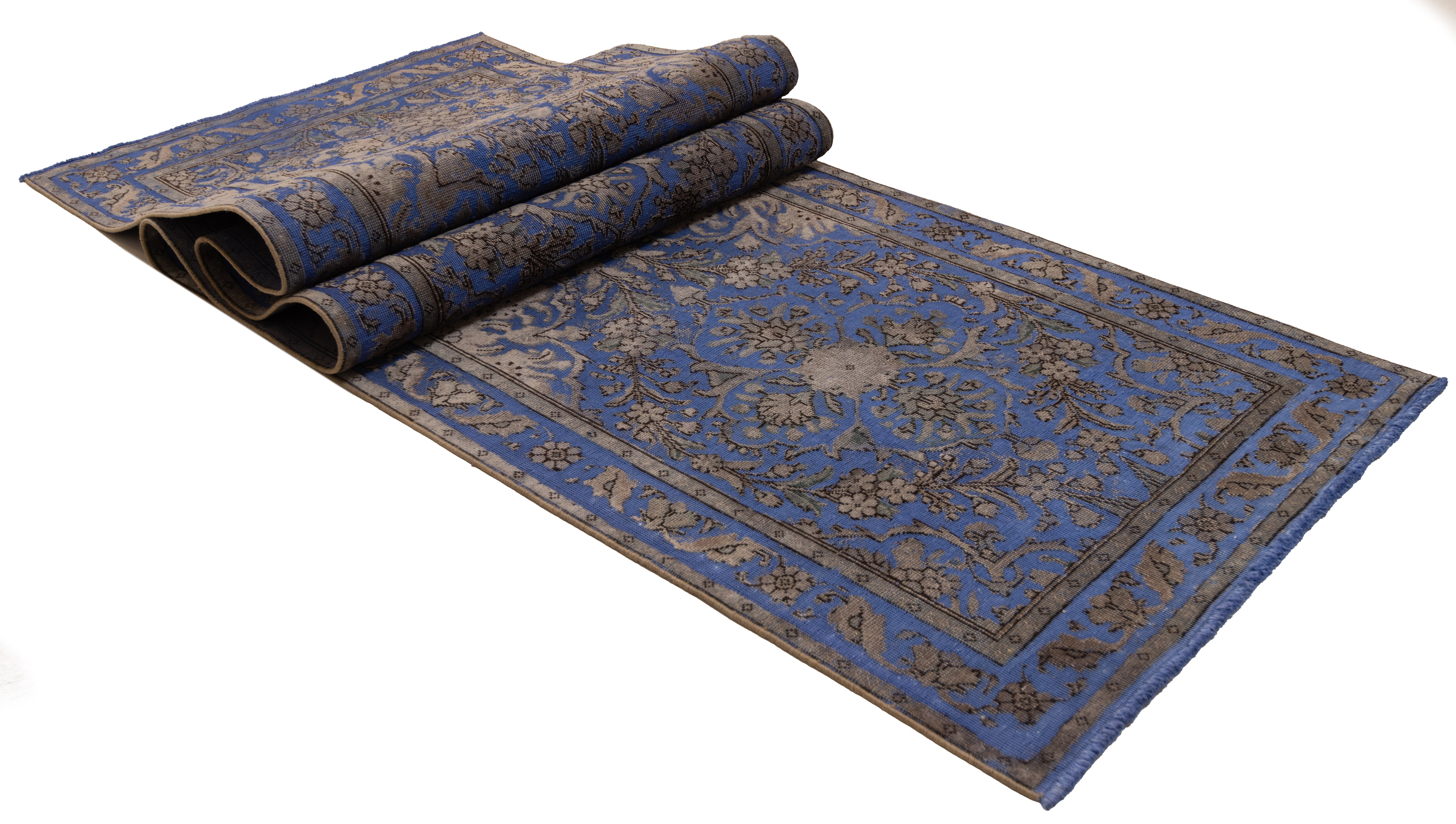 Tapis moderne effet vintage coup de peinture gris bleu – RueDuTapis