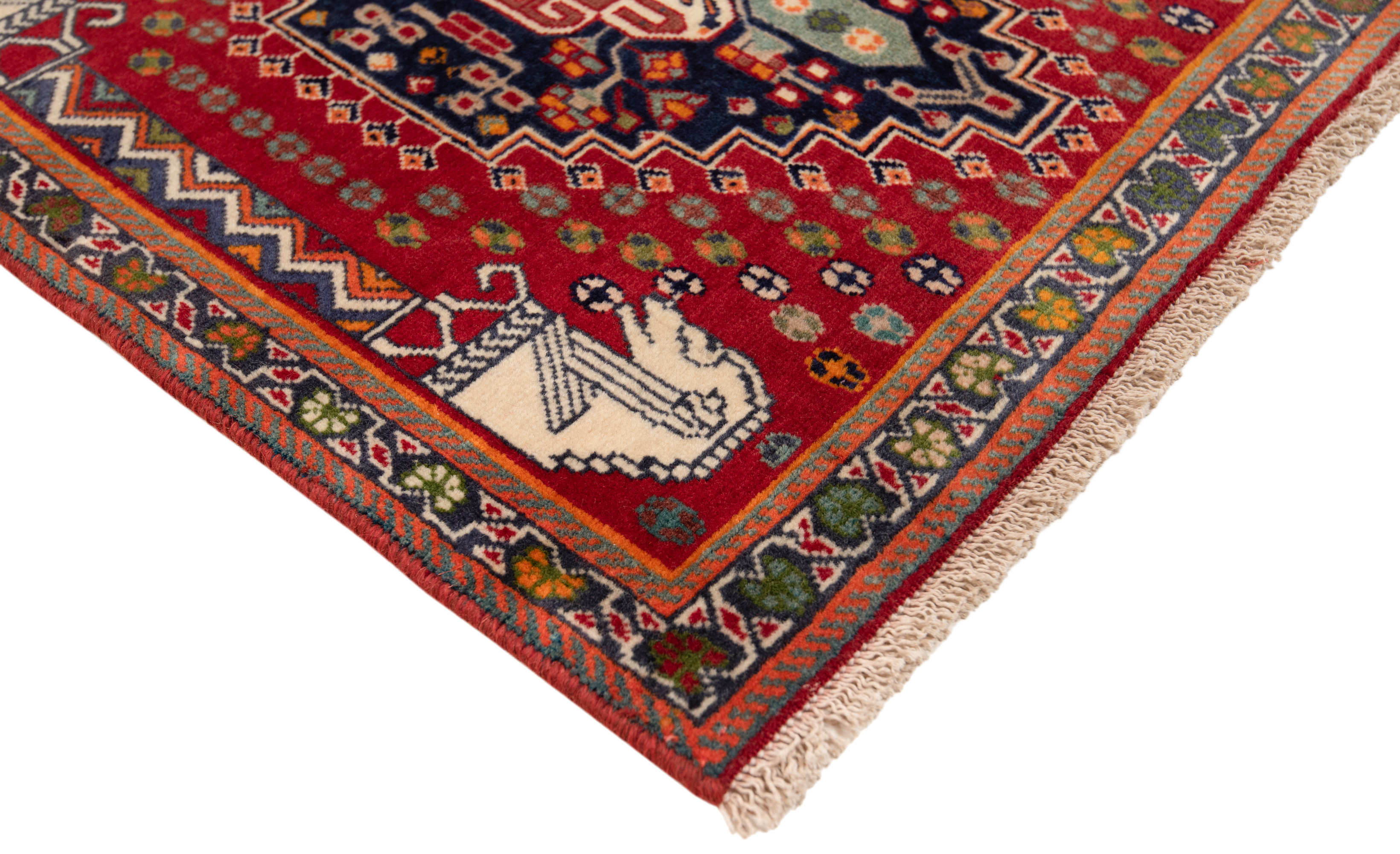 Shiraz Qashqai Persian Rug Red 58 x 60 cm