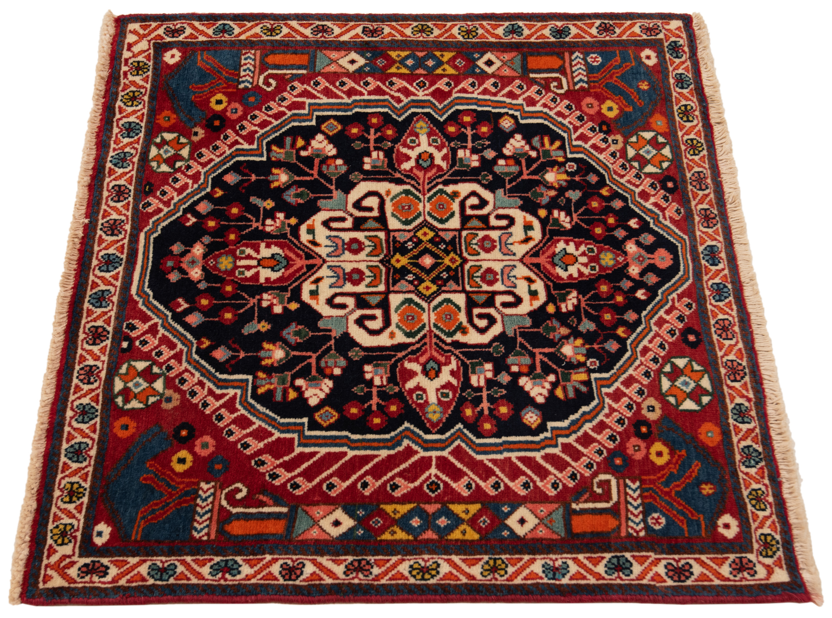 Shiraz Qashqai Persian Rug Night Blue 59 x 62 cm