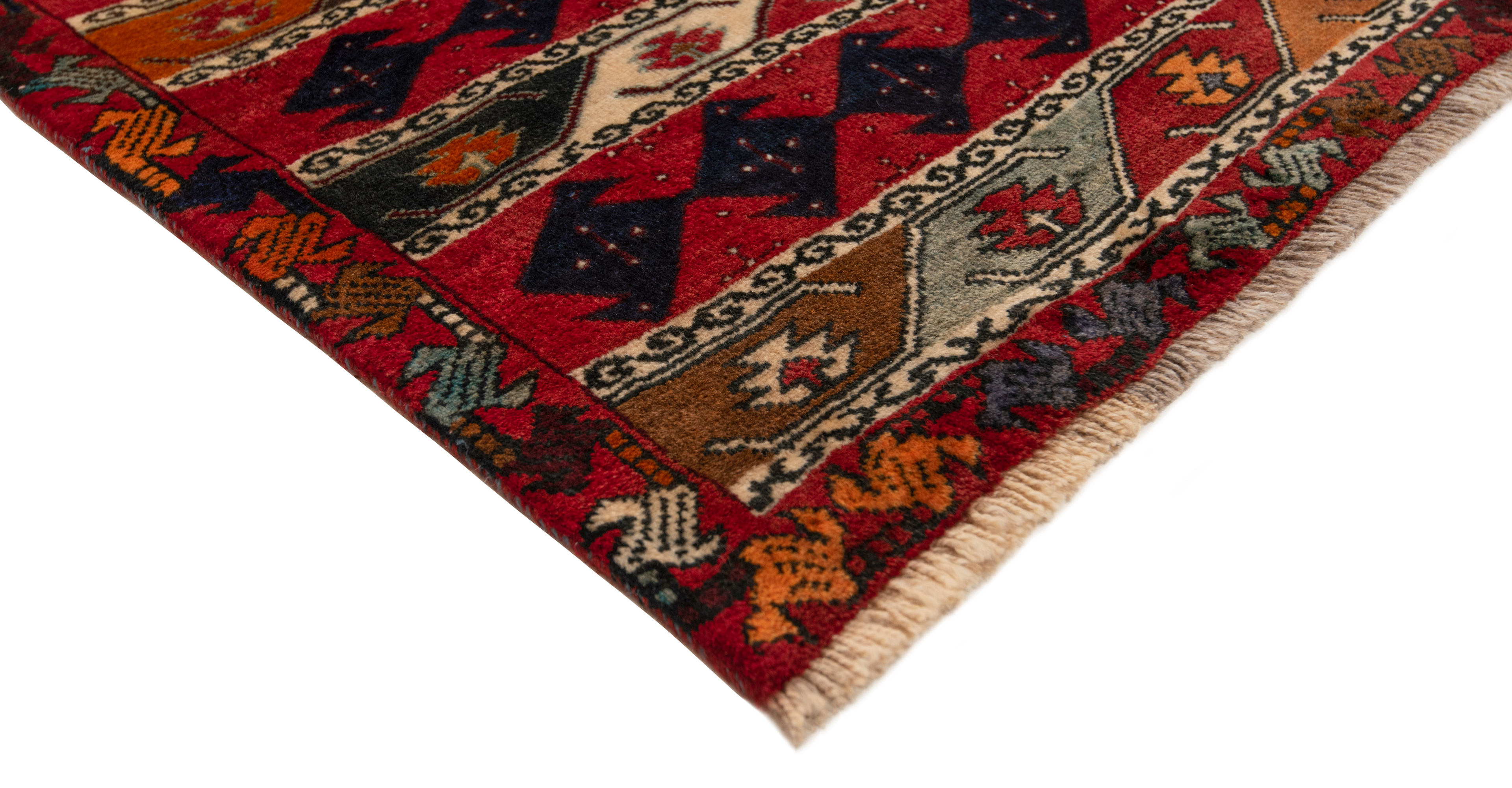 Shiraz Qashqai Persian Rug Red 188 x 78 cm