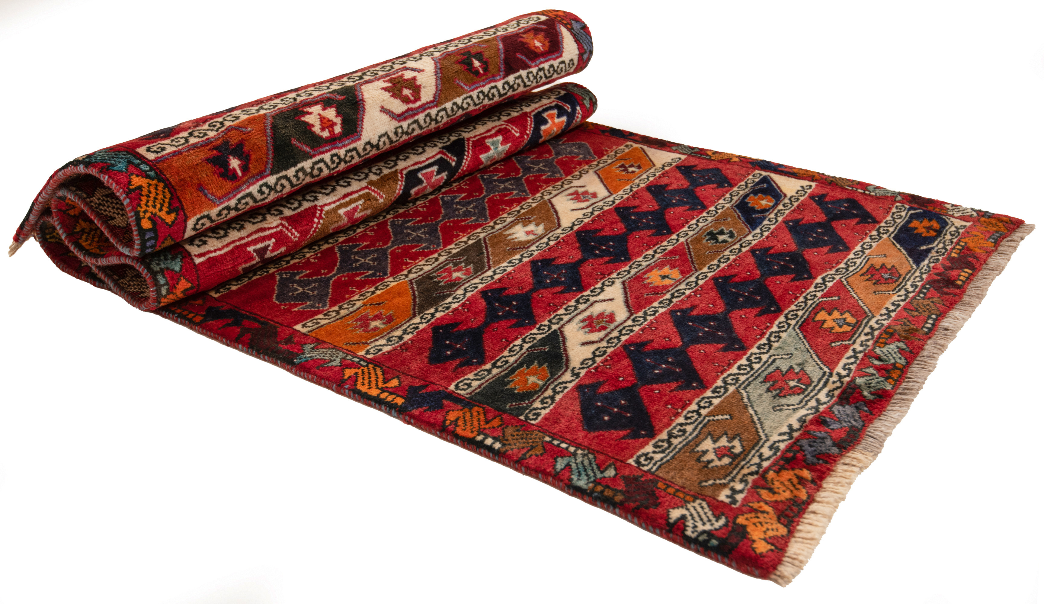 Shiraz Qashqai Persian Rug Red 188 x 78 cm