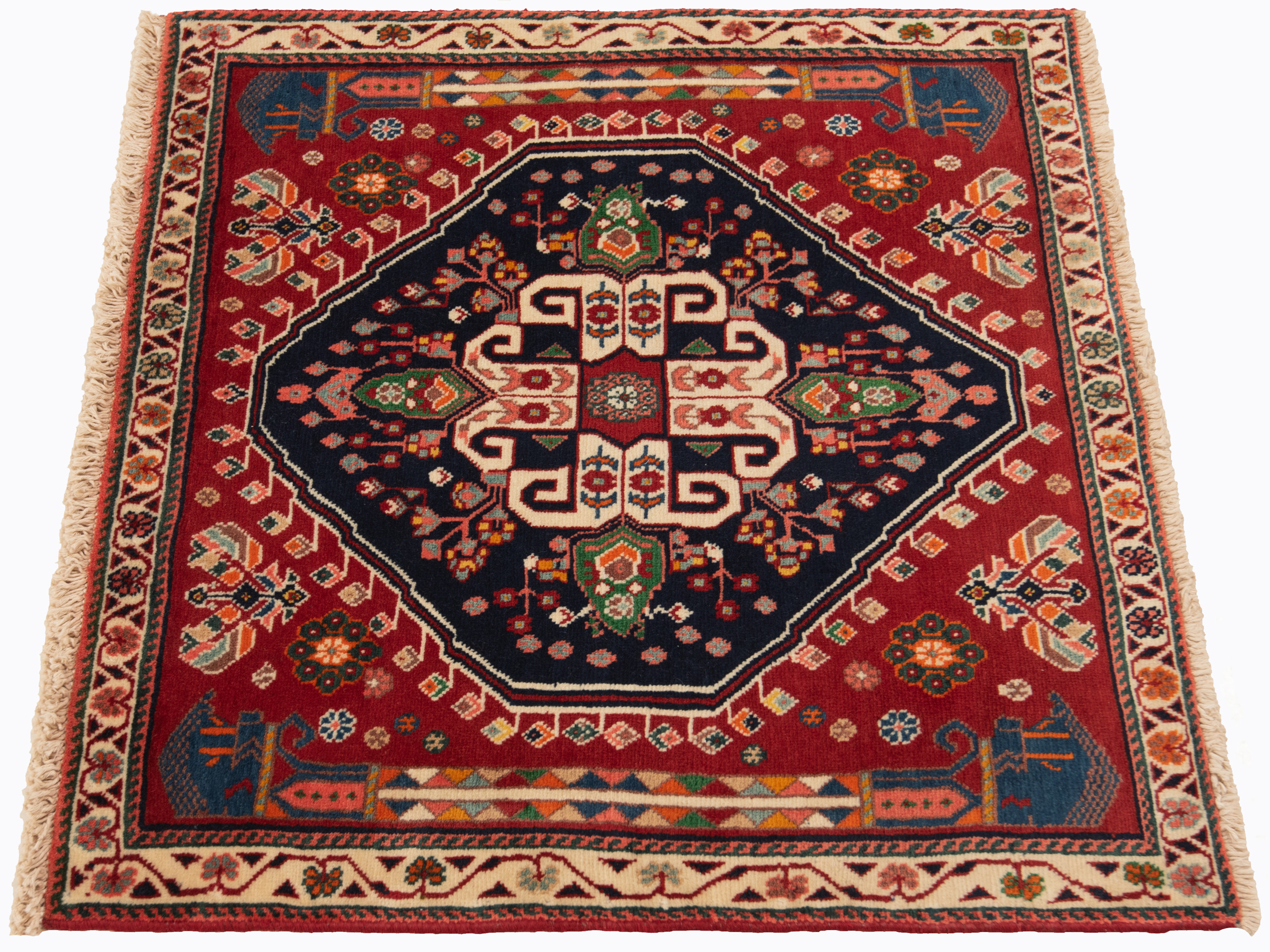 Shiraz Qashkuli Persian Rug Night Blue 64 x 64 cm