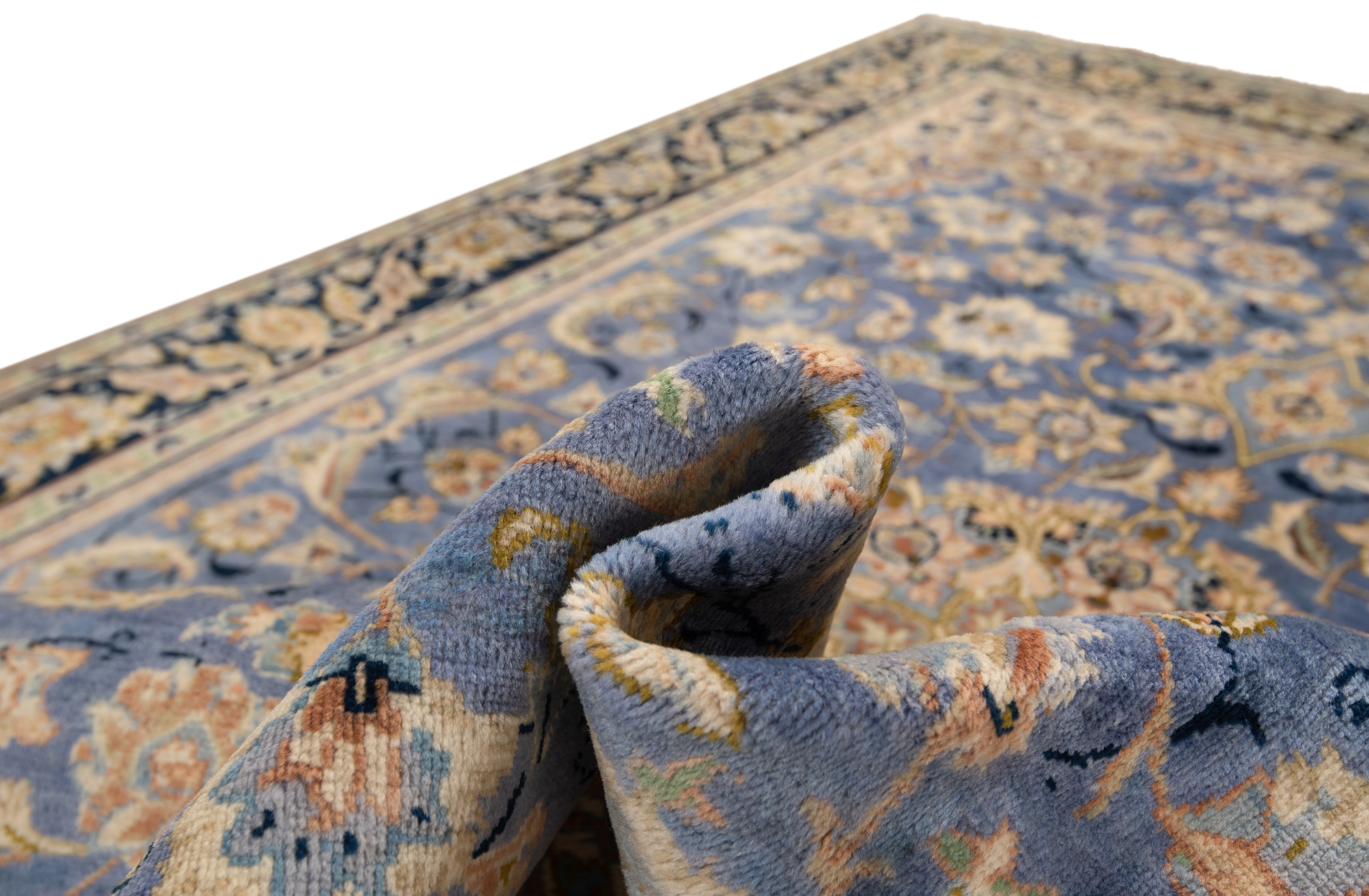 Kashan Blue Rug Kashan Persian Rug Blue 273 x 192 cm