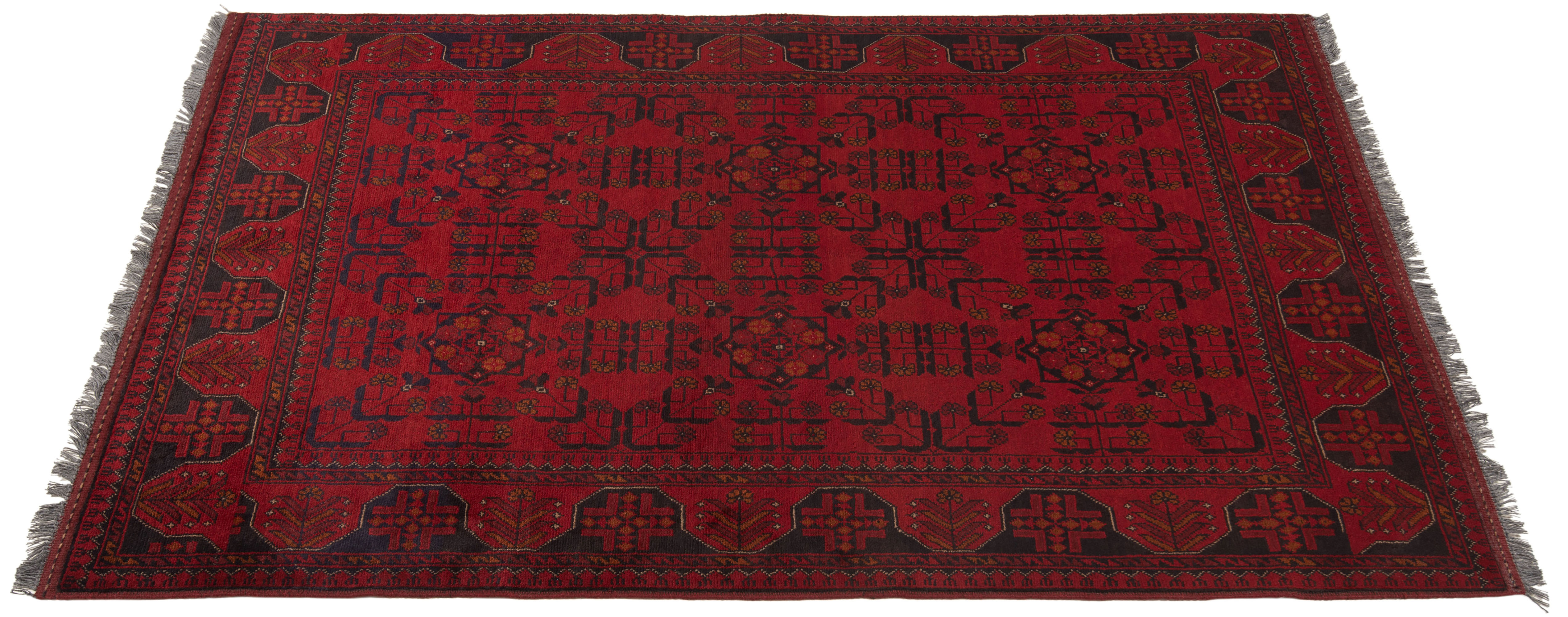 Tapis turc d'appoint vintage noué à la main avec poils de laine rouge