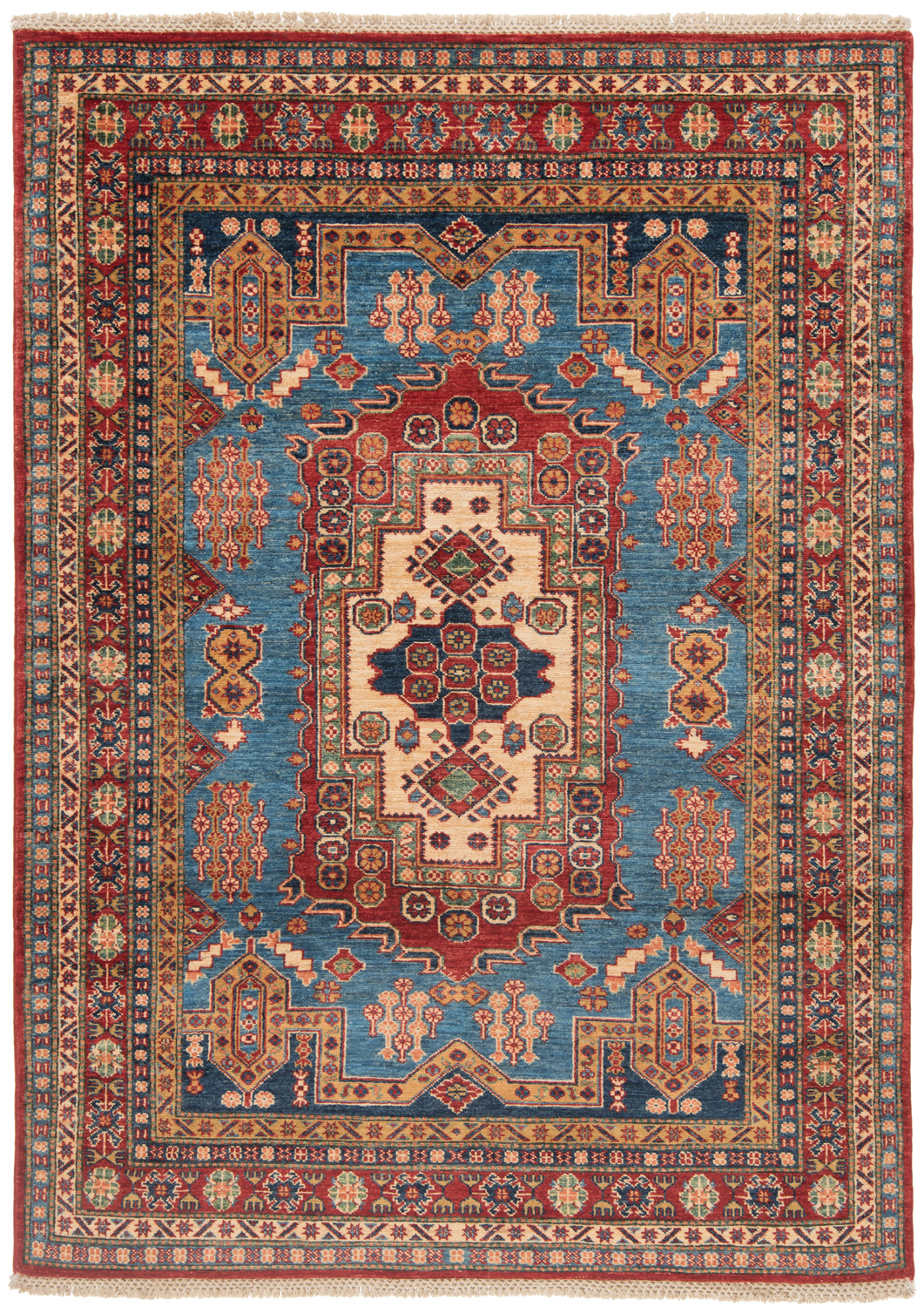 人気ブランド Tapis cm 147 x 202 Bleu Fine Kazak 小物