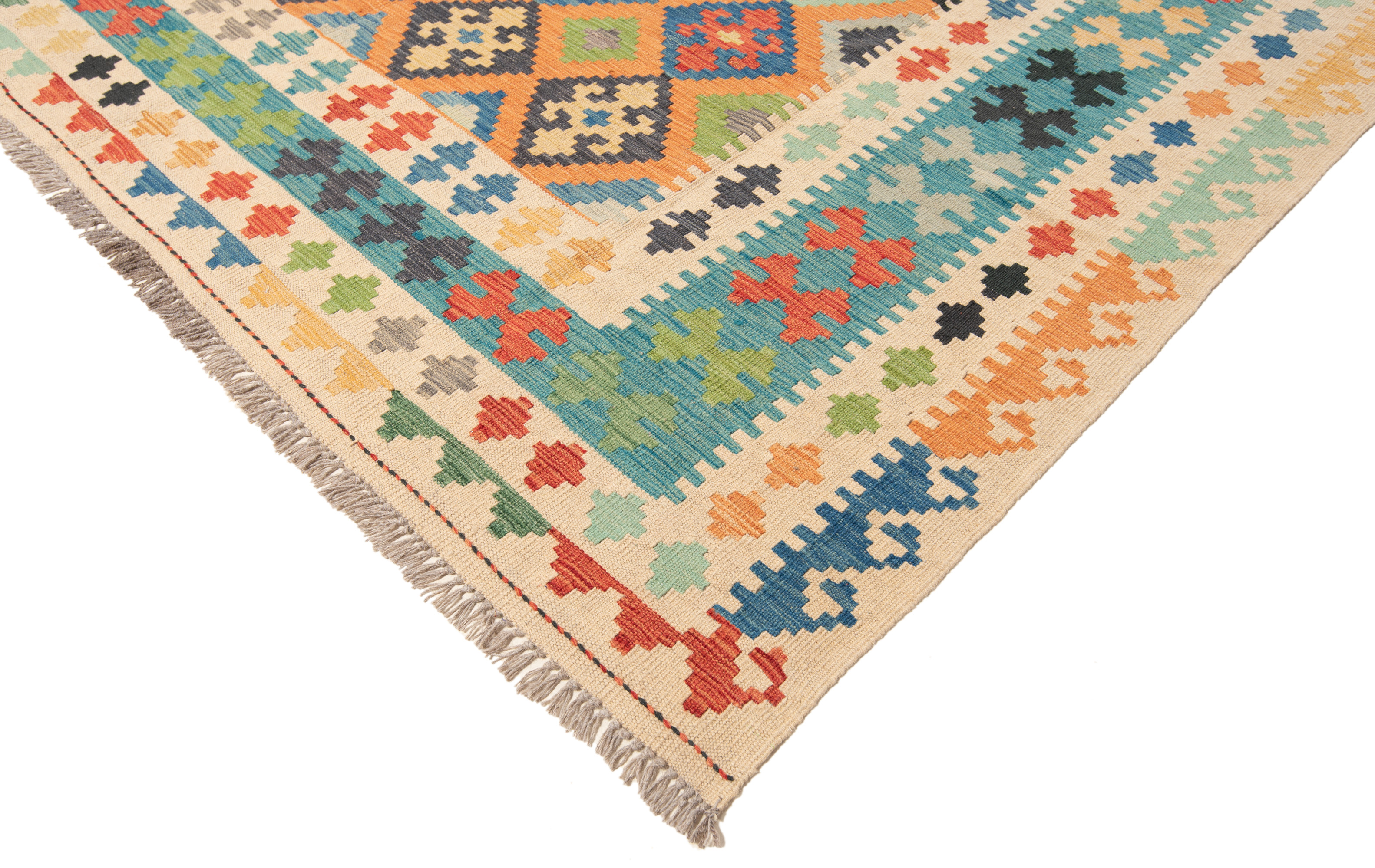 Kilim afghan Green 497 x 305 cm