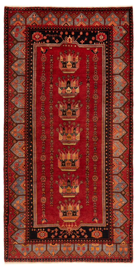 Hamedan Persian Rug Red 283 x 145 cm