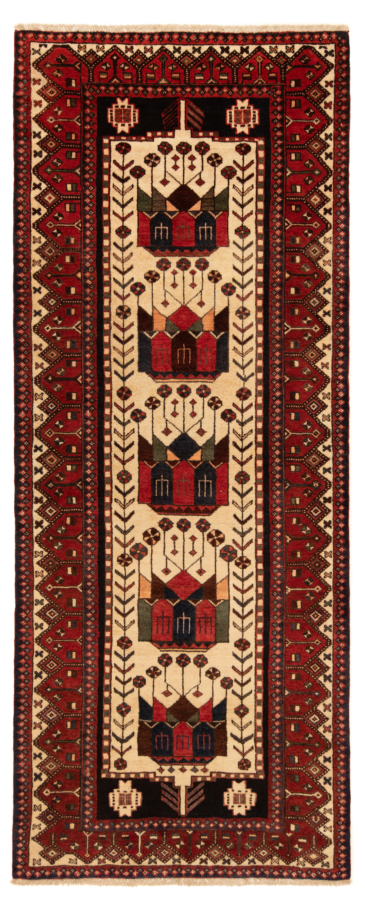 Hamedan Persian Rug Beige-Cream 288 x 115 cm