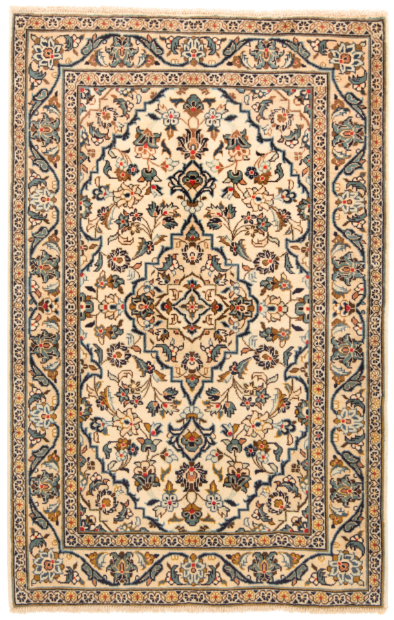 Kashan Persian Rug White 150 x 97 cm