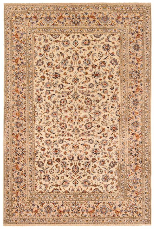 Kashan Persian Rug Beige-Cream 305 x 200 cm