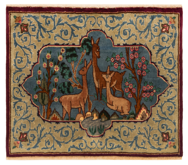 Kashan Persian Rug Blue 74 x 90 cm