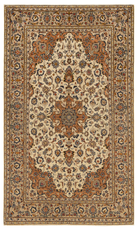 Kashan Persian Rug Beige-Cream 220 x 132 cm