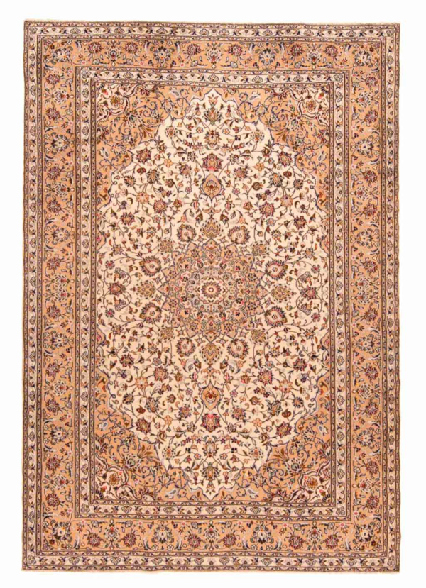 Kashan Persian Rug Beige-Cream 294 x 200 cm