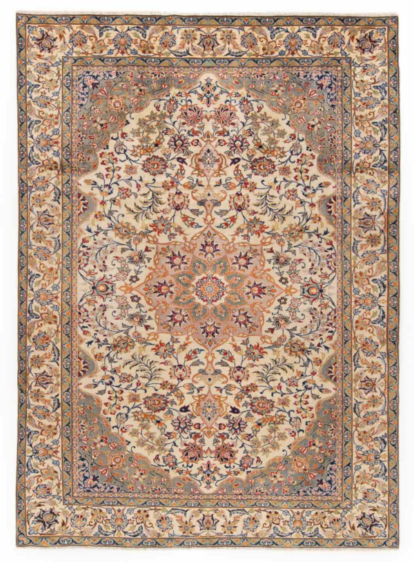 Kashan Persian Rug Beige-Cream 327 x 228 cm