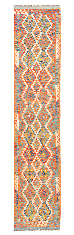 Kilim Afghan Beige-Cream 396 x 84 cm