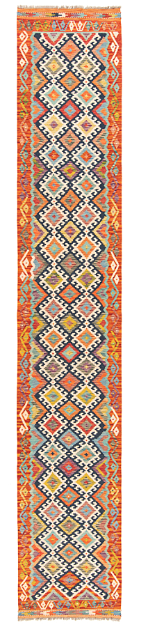 Kilim Afghan Multicolor 394 x 84 cm