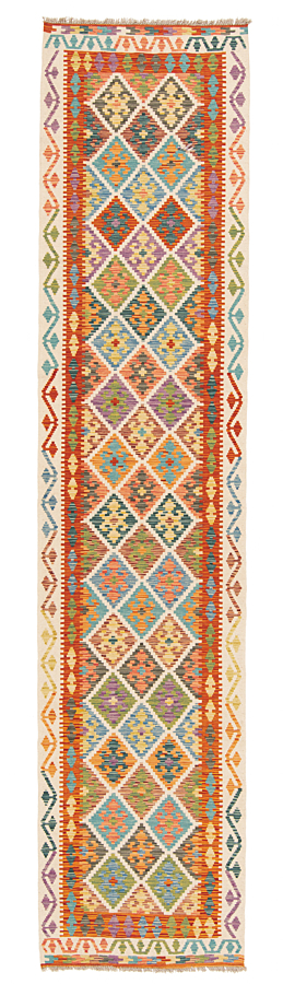 Kilim Afghan Multicolor 388 x 86 cm