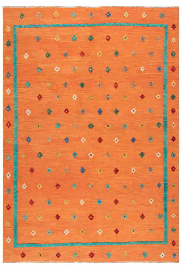 Kilim Relief Afghan  Orange 293 x 206 cm