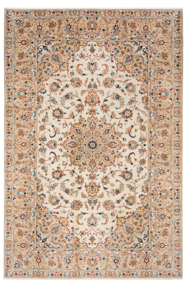 Kashan Persian Rug White 298 x 198 cm