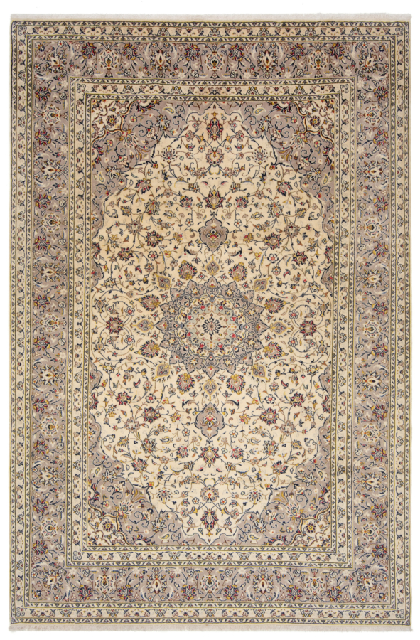 Kashan Persian Rug Beige-Cream 308 x 206 cm