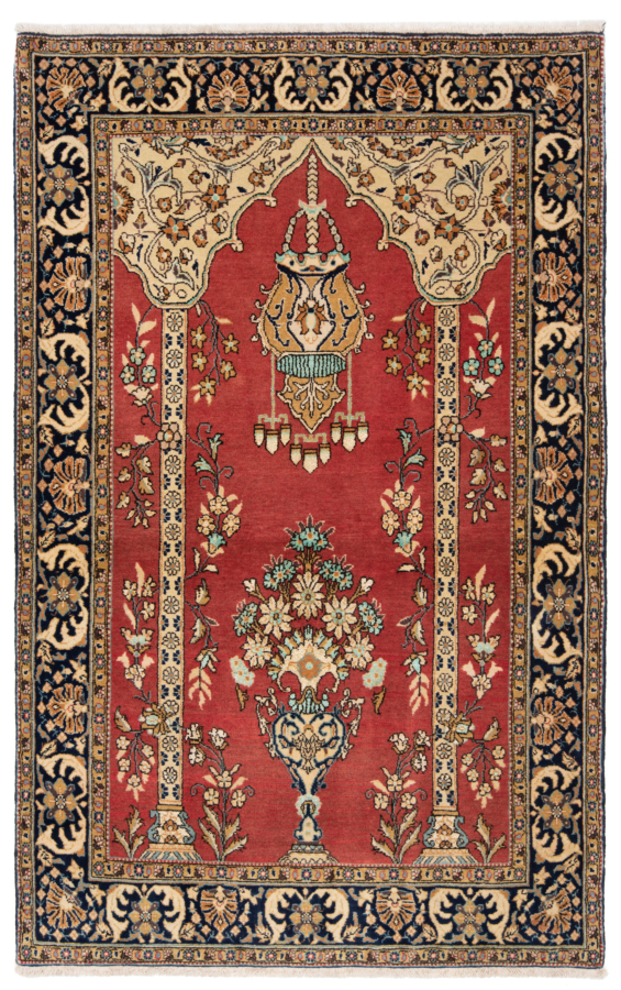 Qom With Silk Persian Rug Red 163 x 104 cm
