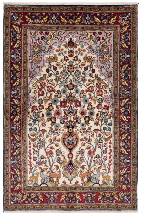 Qom Persian Rug Beige-Cream 185 x 125 cm