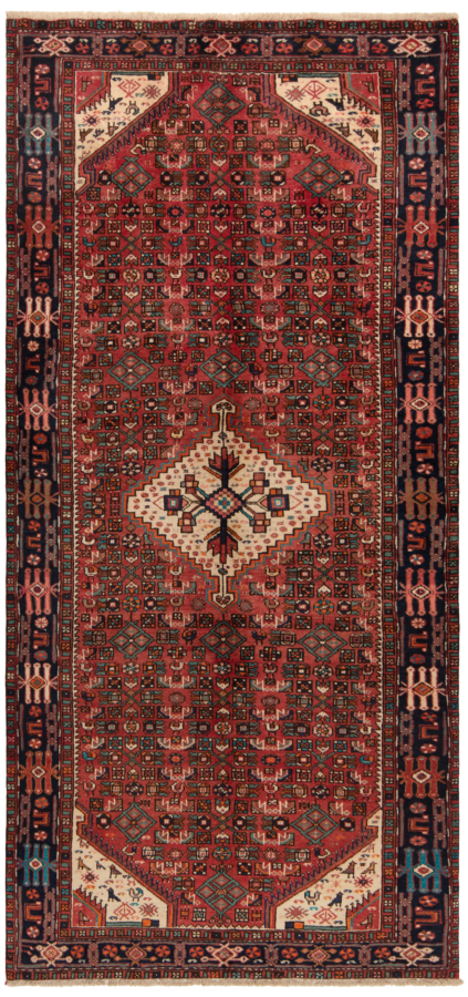 Hamedan Persian Rug Red 305 x 143 cm
