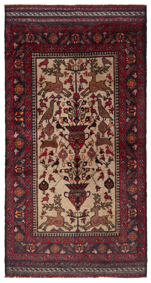 Balouch Persian Rug Beige-Cream 153 x 80 cm