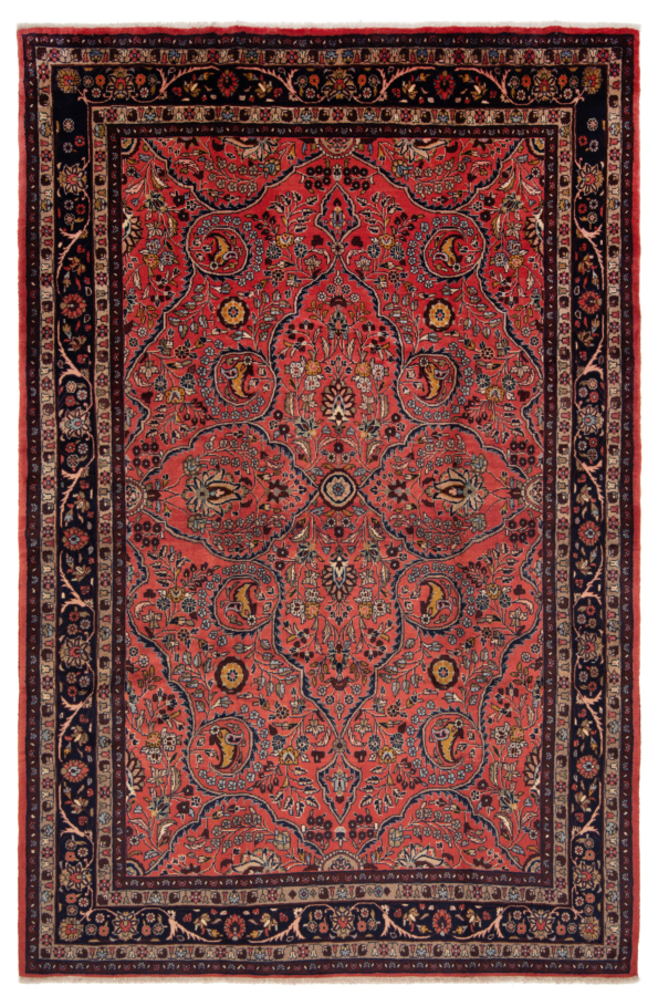 Hamedan Persian Rug Pink 313 x 210 cm