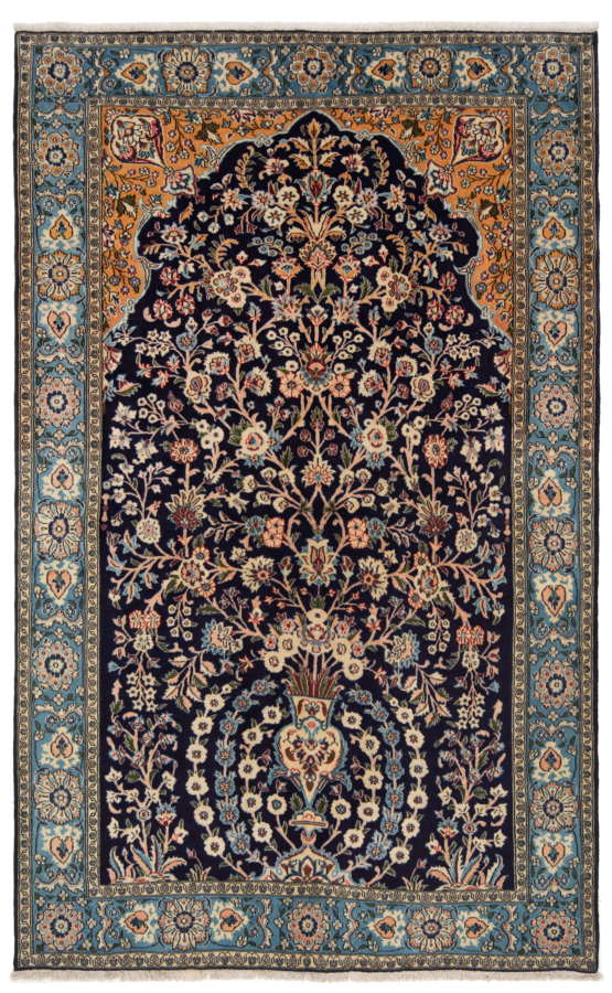 Qom Persian Rug Night Blue 238 x 150 cm