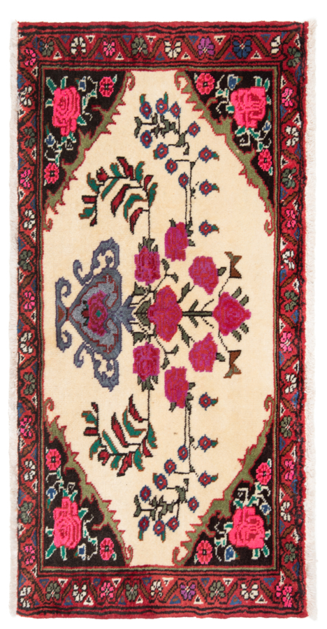 Hamedan Persian Rug Beige-Cream 98 x 48 cm