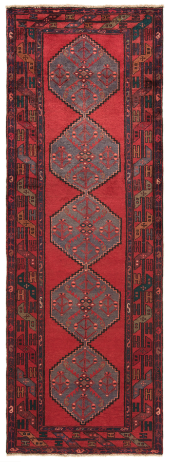 Hamedan Kamseh Persian Rug  Red 303 x 107 cm