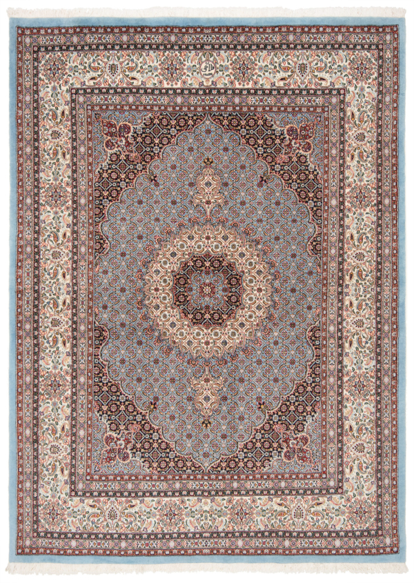 Moud With Silk Persian Rug Blue 207 x 151 cm