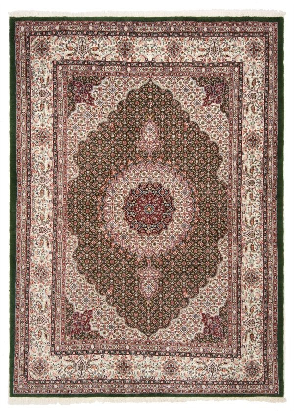 Moud With Silk Persian Rug Green 206 x 147 cm