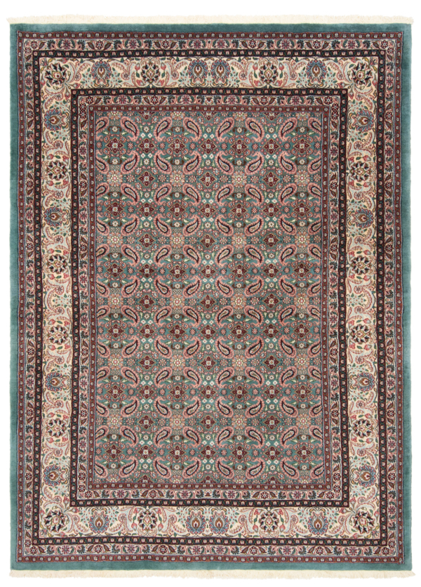 Moud With Silk Persian Rug Green 203 x 149 cm