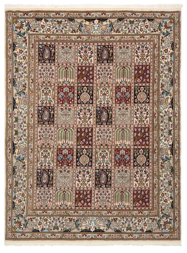 Moud With Silk Persian Rug Beige-Cream 193 x 145 cm