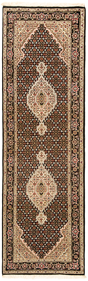 Tabriz Indian Rug Black 255 x 78 cm