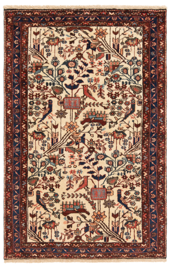 Hamedan Persian Rug Beige-Cream 153 x 102 cm
