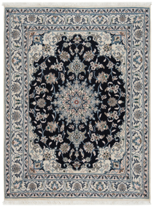 Grand Tapis Persan Vintage 232x148 Cm - Bleu - Noué Main - Dicarpet - Comme Neuf
