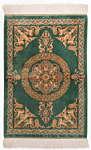 Qom Silk Persian Rug Green 90 x 60 cm