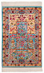 Qom Silk Persian Rug Blue 90 x 60 cm