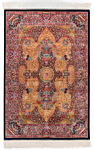 Qom Silk Persian Rug Yellow 120 x 80 cm