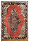 Qom Pure Silk Persian Rug Orange 78 x 57 cm
