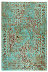 Vintage Relief Persian Rug Turquoise 490 x 329 cm