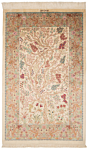 Qom Silk Persian Rug Beige-Cream 153 x 95 cm