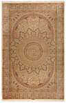 Qom Silk Kazemi Persian Rug Yellow 304 x 197 cm