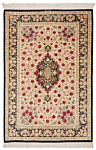 Qom Silk Persian Rug Beige-Cream 159 x 105 cm