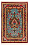 Qom Silk Persian Rug Blue 225 x 150 cm